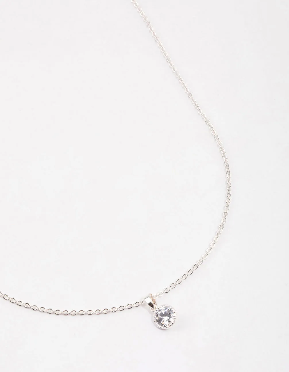 Silver Encased Diamante Drop Necklace & Polishing Set