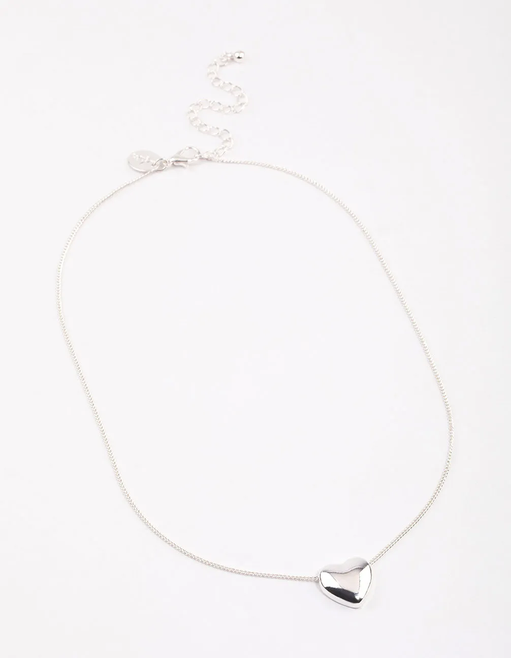 Silver Puffy Heart Necklace & Polishing Set