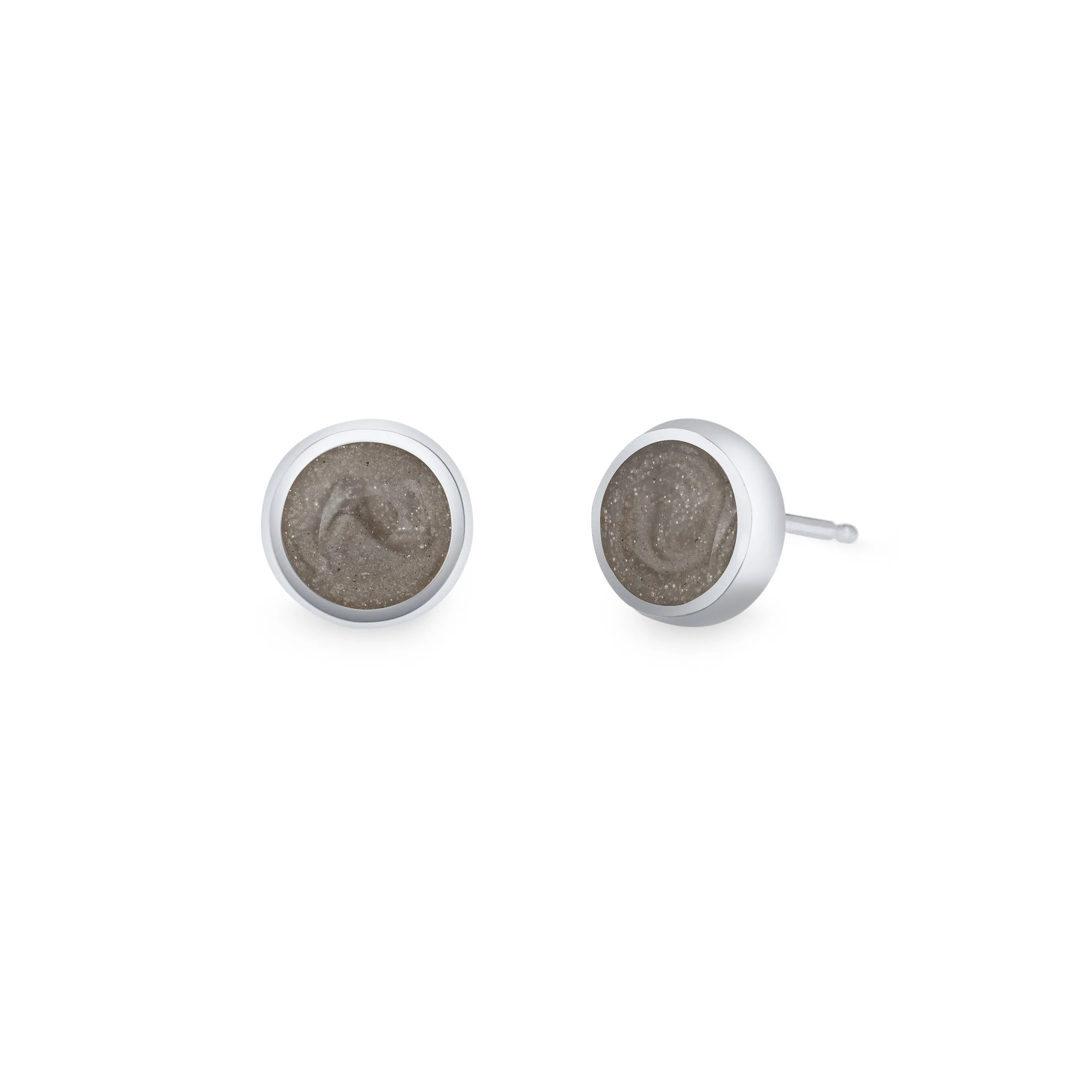 Simple Circle Stud Cremation Earrings in 14K White Gold