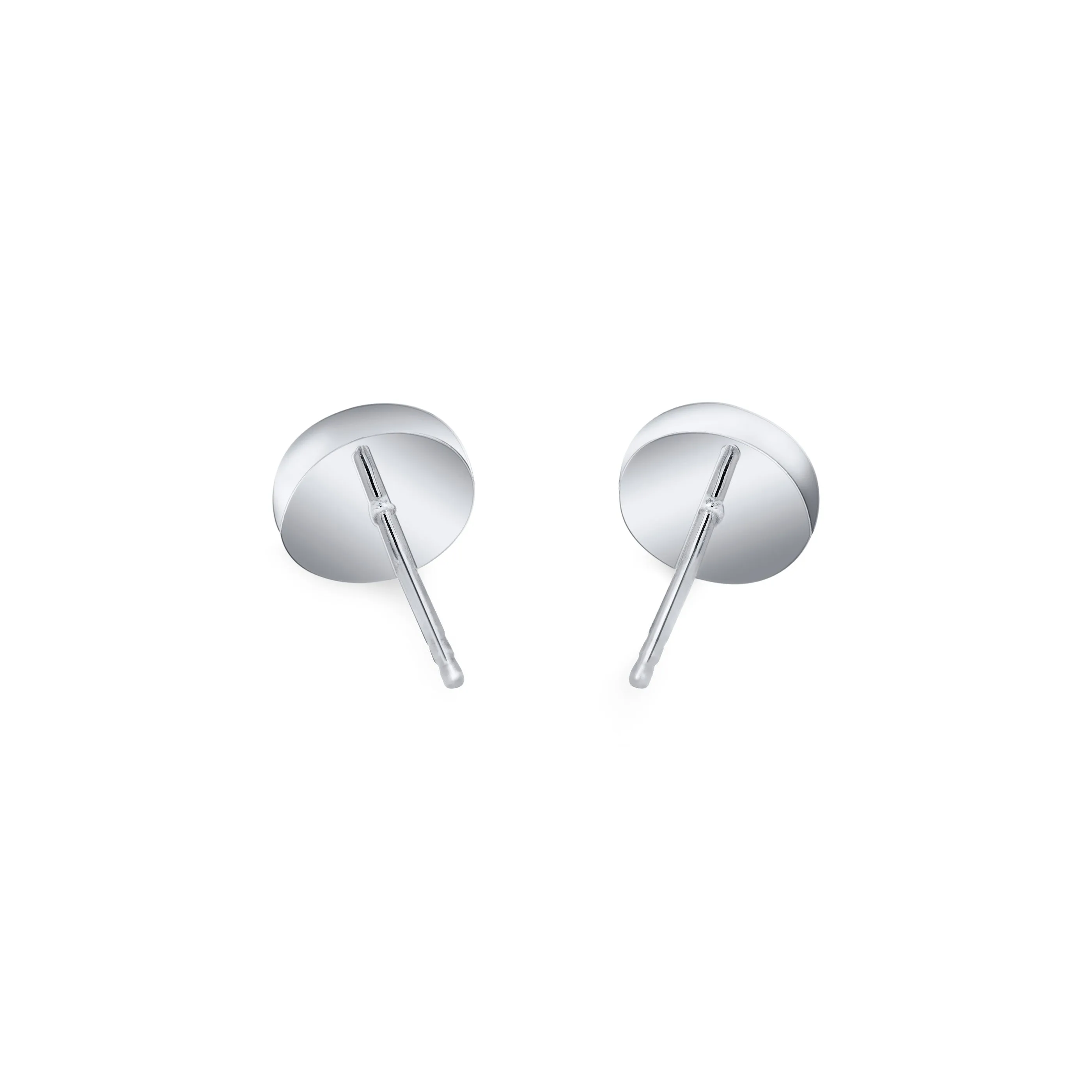 Simple Circle Stud Cremation Earrings in 14K White Gold