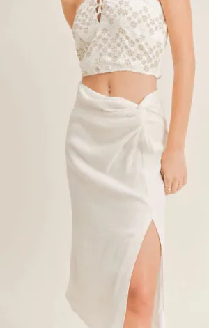 Simple Life Side Tie Midi Skirt