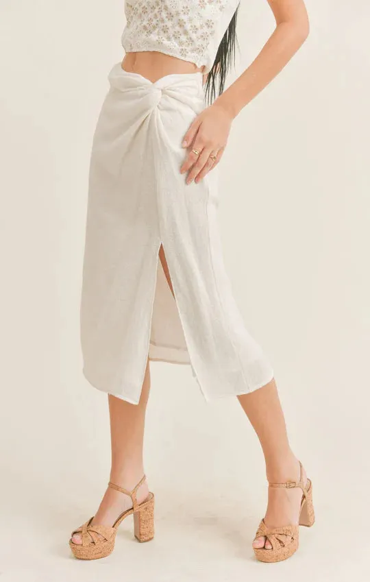 Simple Life Side Tie Midi Skirt