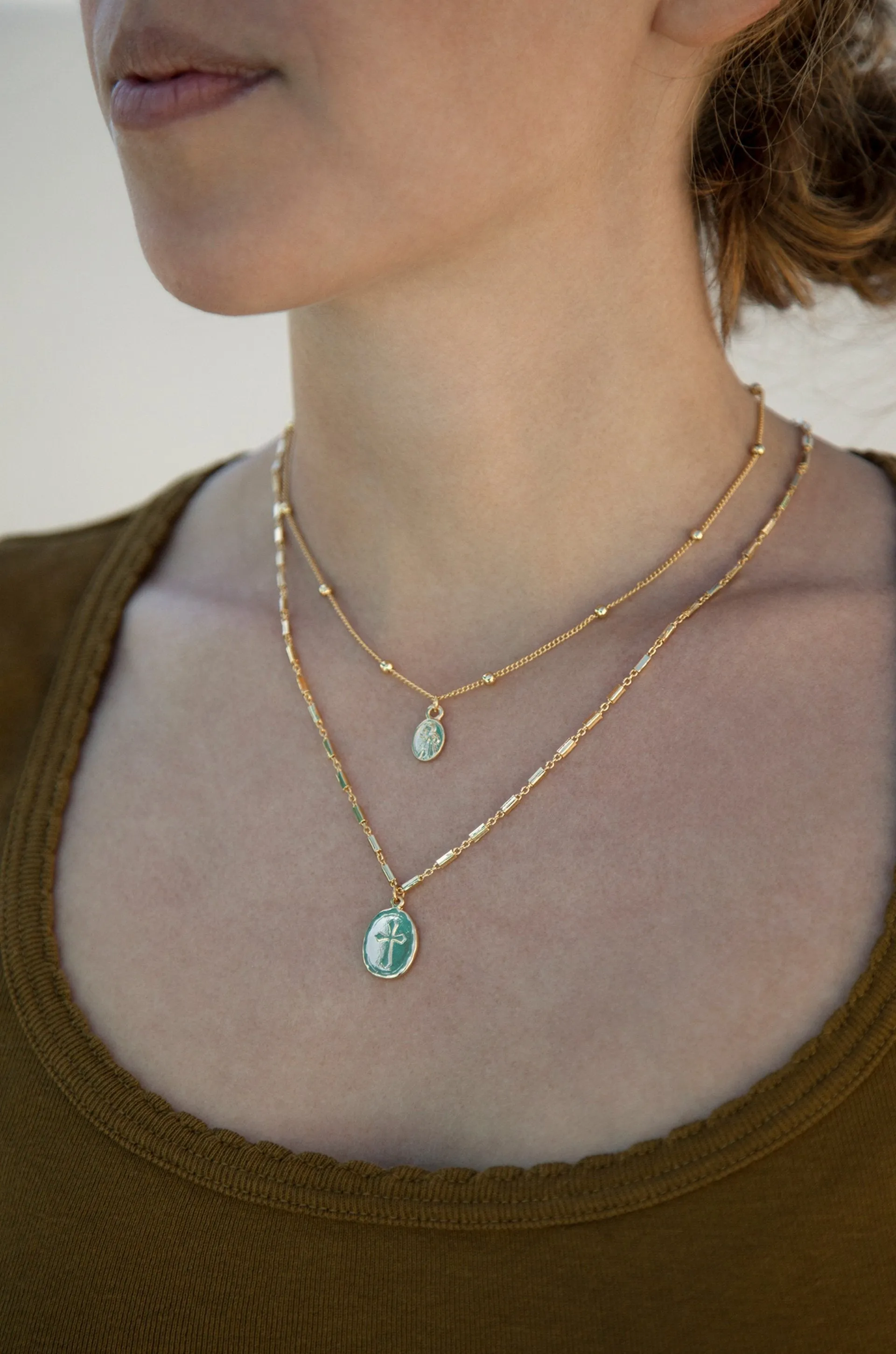 Simple Statement Coin Layered Necklace