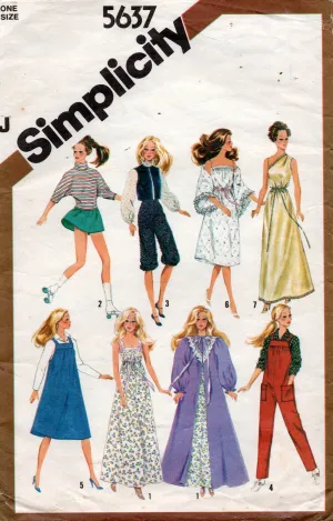 Simplicity 5637 Barbie Doll Wardrobe Casual & Formal Wear 1980s Vintage Sewing Pattern Size 11 1/2 Inch Barbie / Teen Dolls