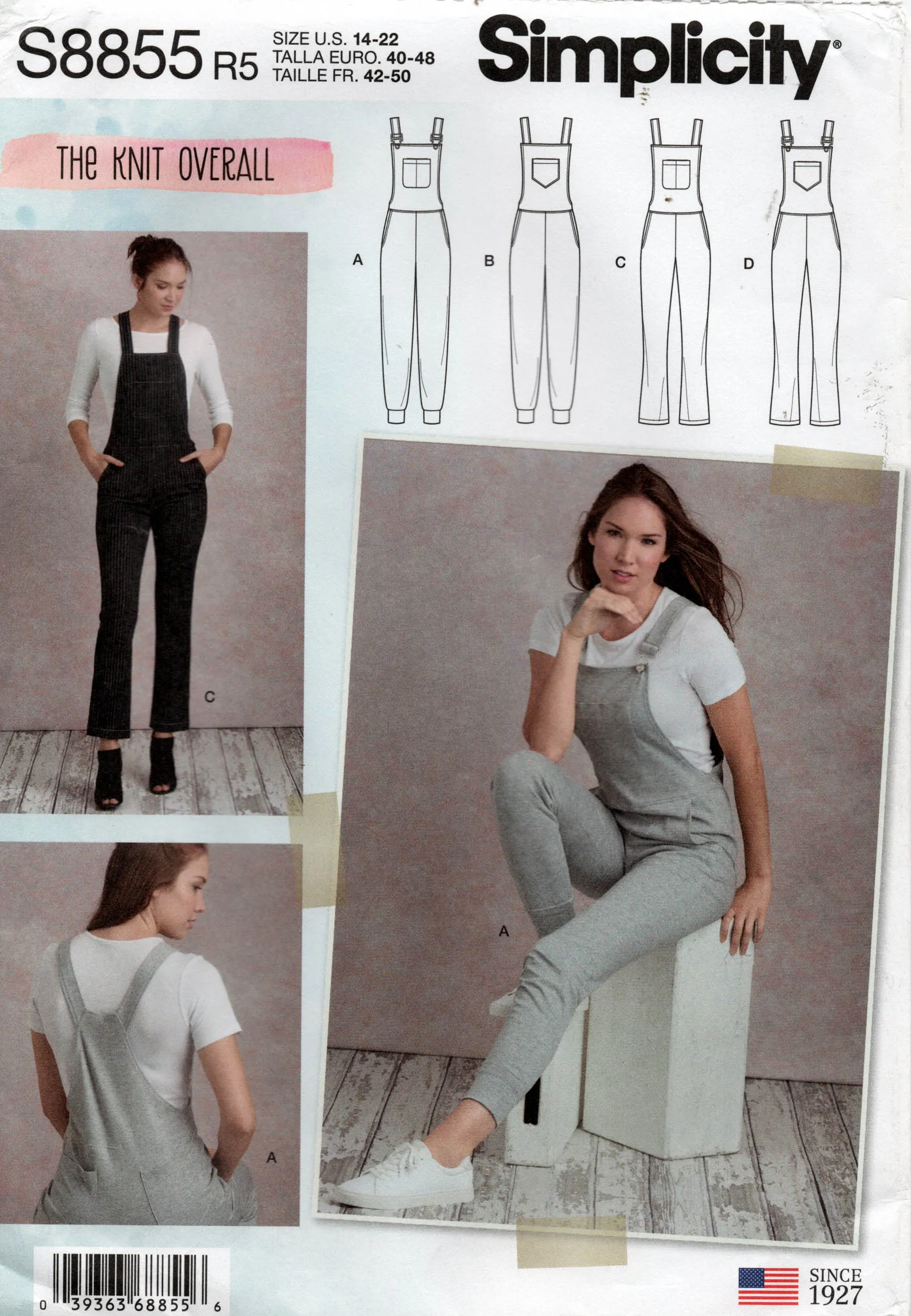 Simplicity 8855 Womens Stretch Knit Overalls Sewing Pattern Size 6 - 14 UNCUT Factory Folded