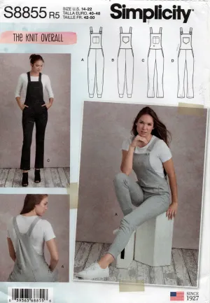 Simplicity 8855 Womens Stretch Knit Overalls Sewing Pattern Size 6 - 14 UNCUT Factory Folded