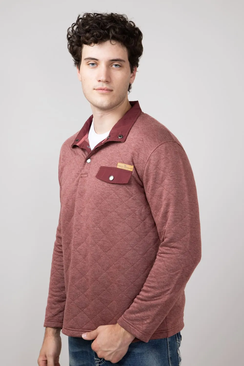 Simply Southern Quilted Pullover for Men in Garnet | PP-0224-MN-PULL-QLTD-GARNET