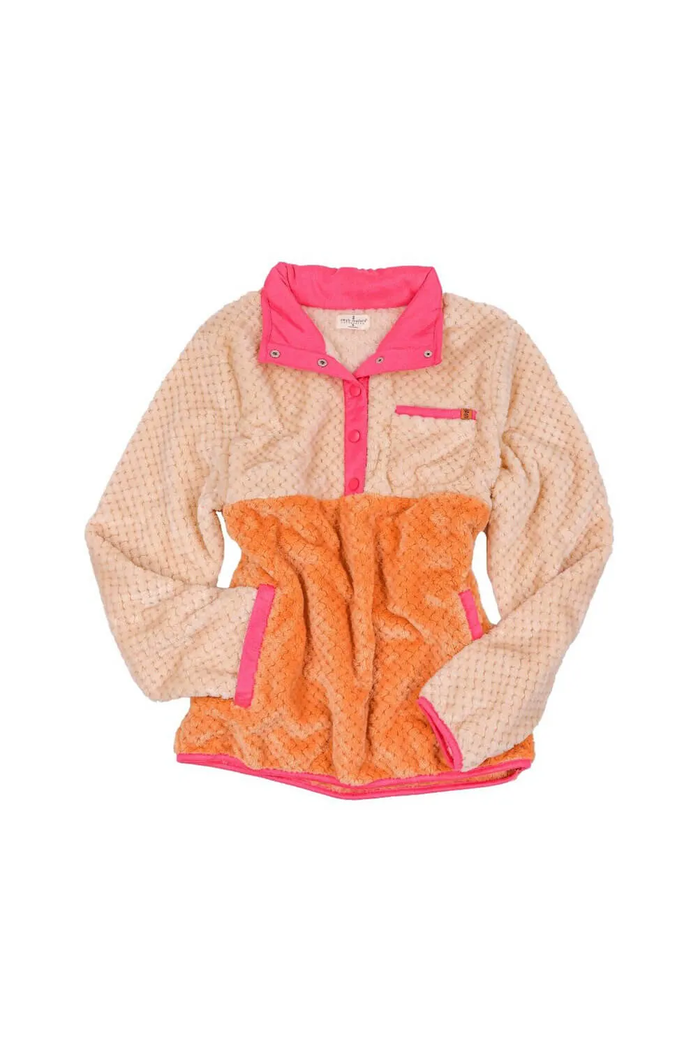 Simply Southern Youth Simply Soft Pullover for Girls in Honey Color Block | PP-0224-YTH-PULL-SMPSFT-HONEY