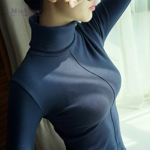 Skinny Winter Turtleneck Long Sleeve Women  Pullover