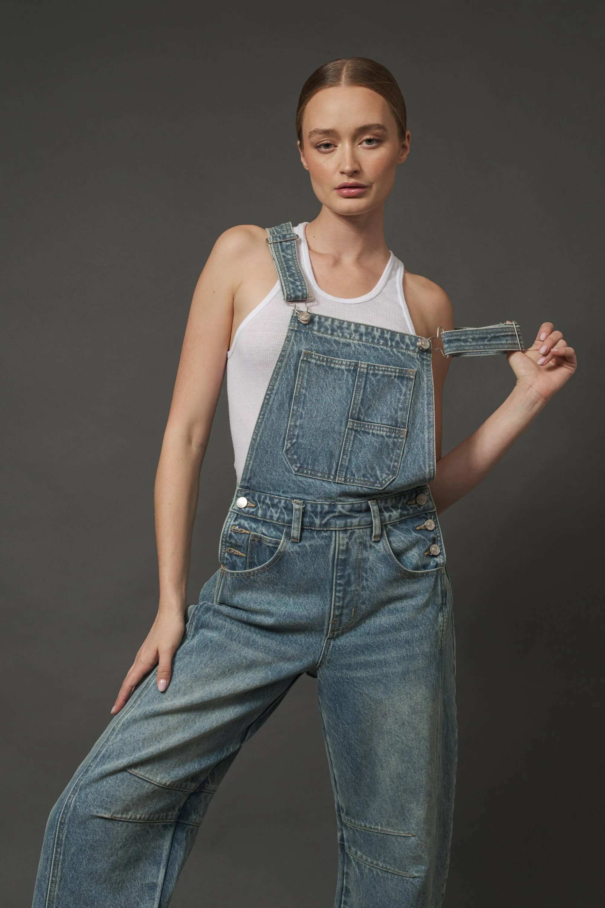 SLOUCHY RELAX FIT DENIM OVERALL