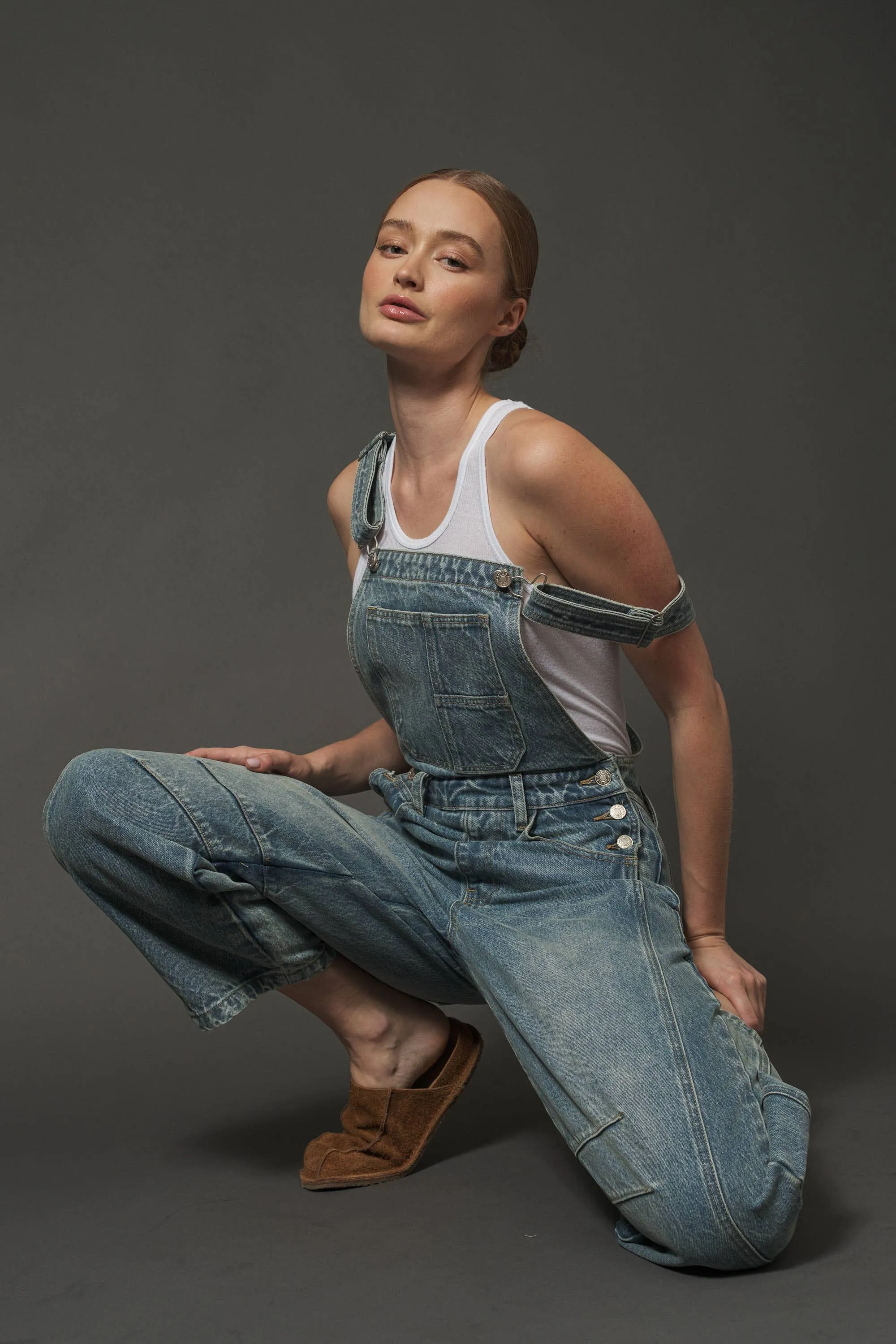 SLOUCHY RELAX FIT DENIM OVERALL