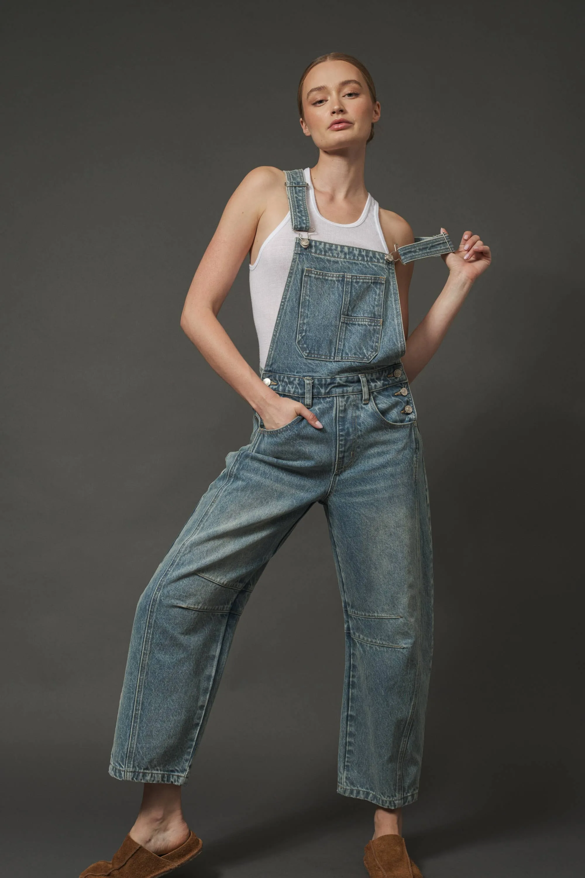 SLOUCHY RELAX FIT DENIM OVERALL