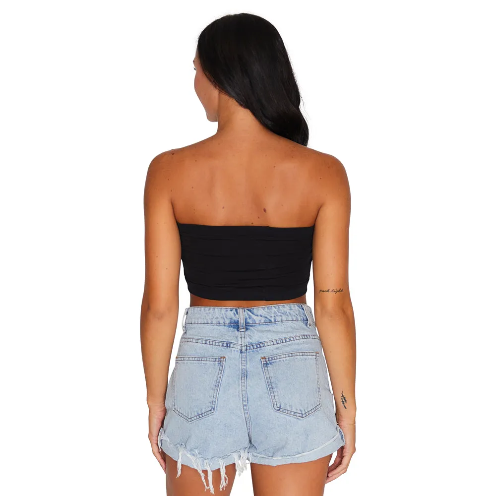 SMU Mustangs Black Bandeau Top
