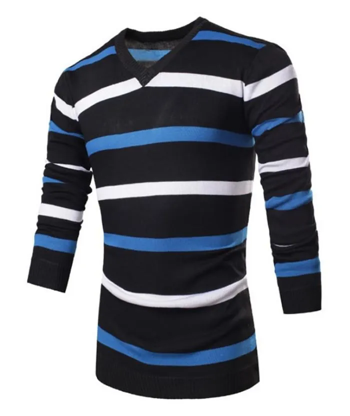 Striped V-Neck Pullover