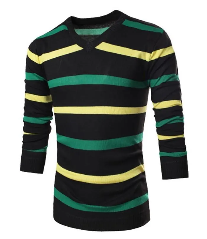 Striped V-Neck Pullover