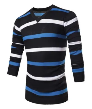 Striped V-Neck Pullover