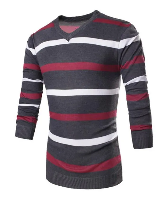 Striped V-Neck Pullover