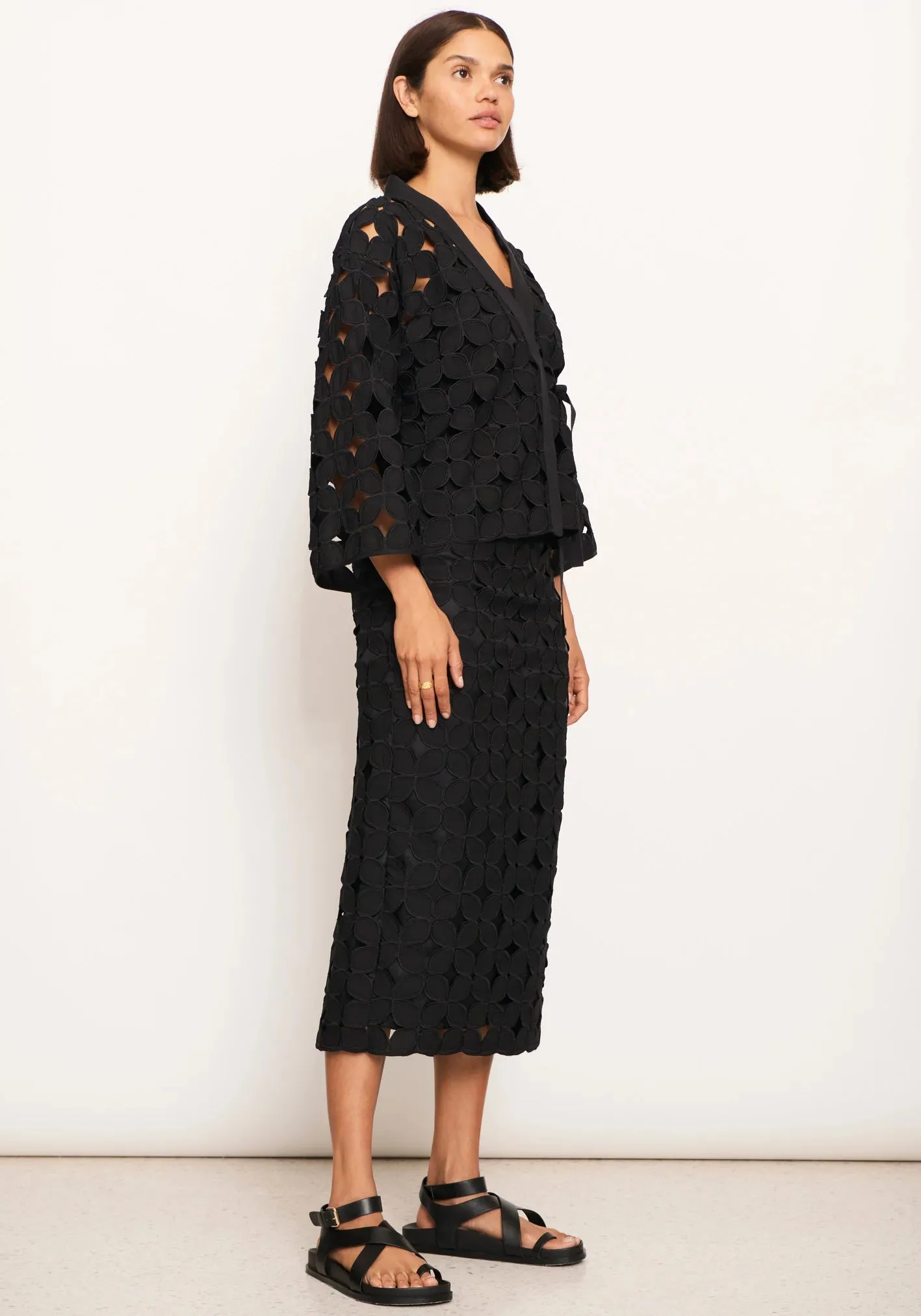 Sumi Opera Coat - Black Lace