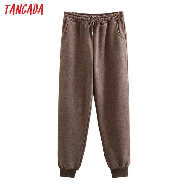 Tangada women fleece hoodie sweatshirts winter japanese fashion 2025 oversize ladies pullovers warm pocket hooded jacket SD60
