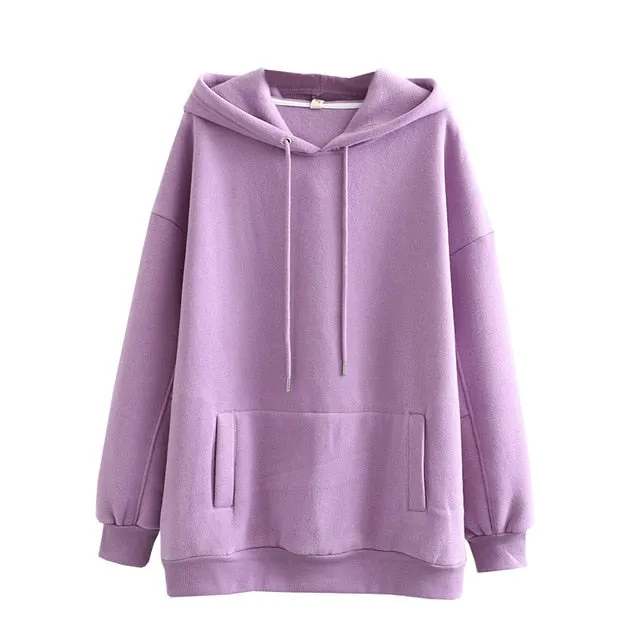 Tangada women fleece hoodie sweatshirts winter japanese fashion 2025 oversize ladies pullovers warm pocket hooded jacket SD60