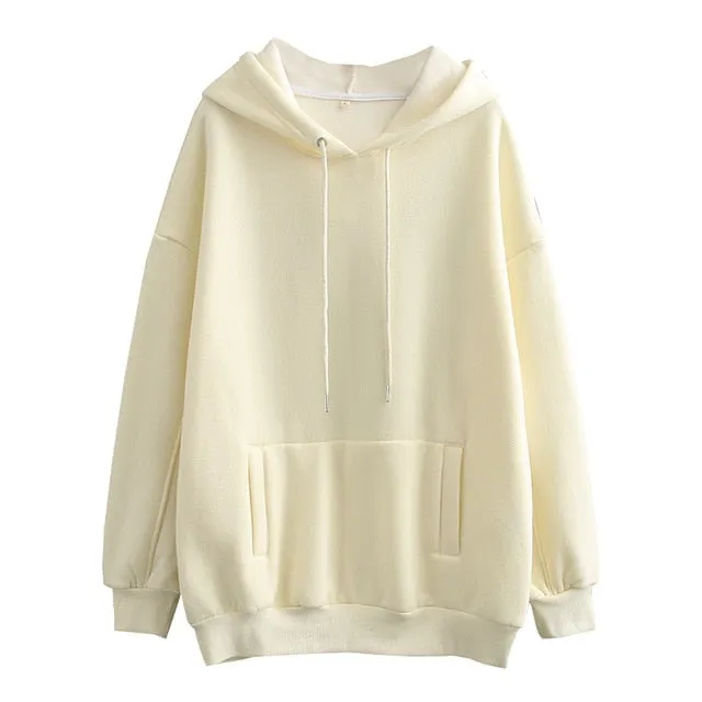 Tangada women fleece hoodie sweatshirts winter japanese fashion 2025 oversize ladies pullovers warm pocket hooded jacket SD60