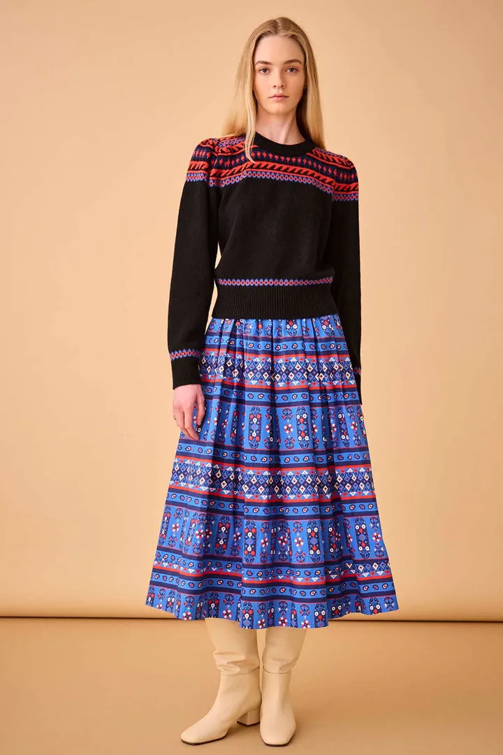 Tatum Skirt - Blue Block Print