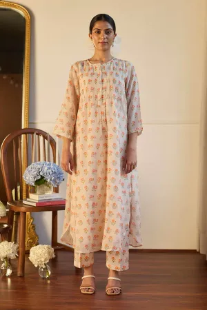 Taupe Pintuck Kurta & Pants