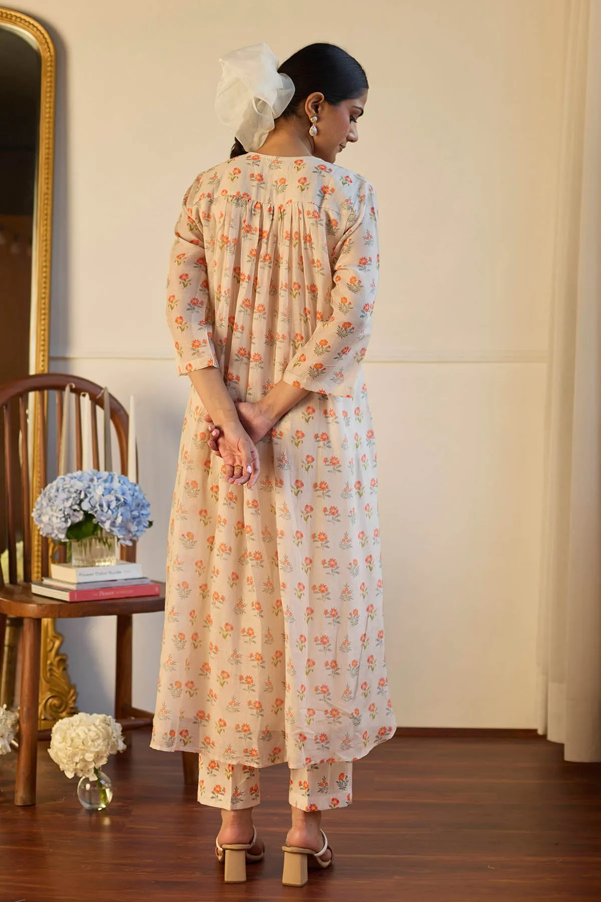 Taupe Pintuck Kurta & Pants