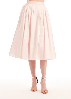 TEA LENGTH PLEATED SOFT TAFFETA MIDI SKIRT BLUSH