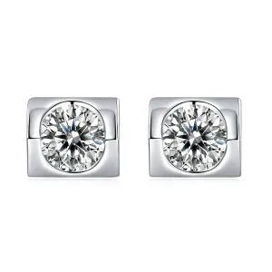 Tension Setting Round 2ctw. Moissanite Stud Earrings and 2ct Moissanite Pendant Necklace Jewelry Sets