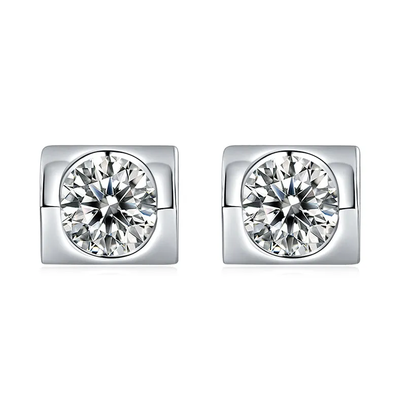 Tension Setting Round 2ctw. Moissanite Stud Earrings and 2ct Moissanite Pendant Necklace Jewelry Sets