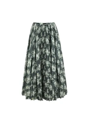 The Cherise Pleated Skirt in Emerald Rose