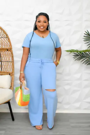 The “Split Knee Relaxed Fit” Blue Set