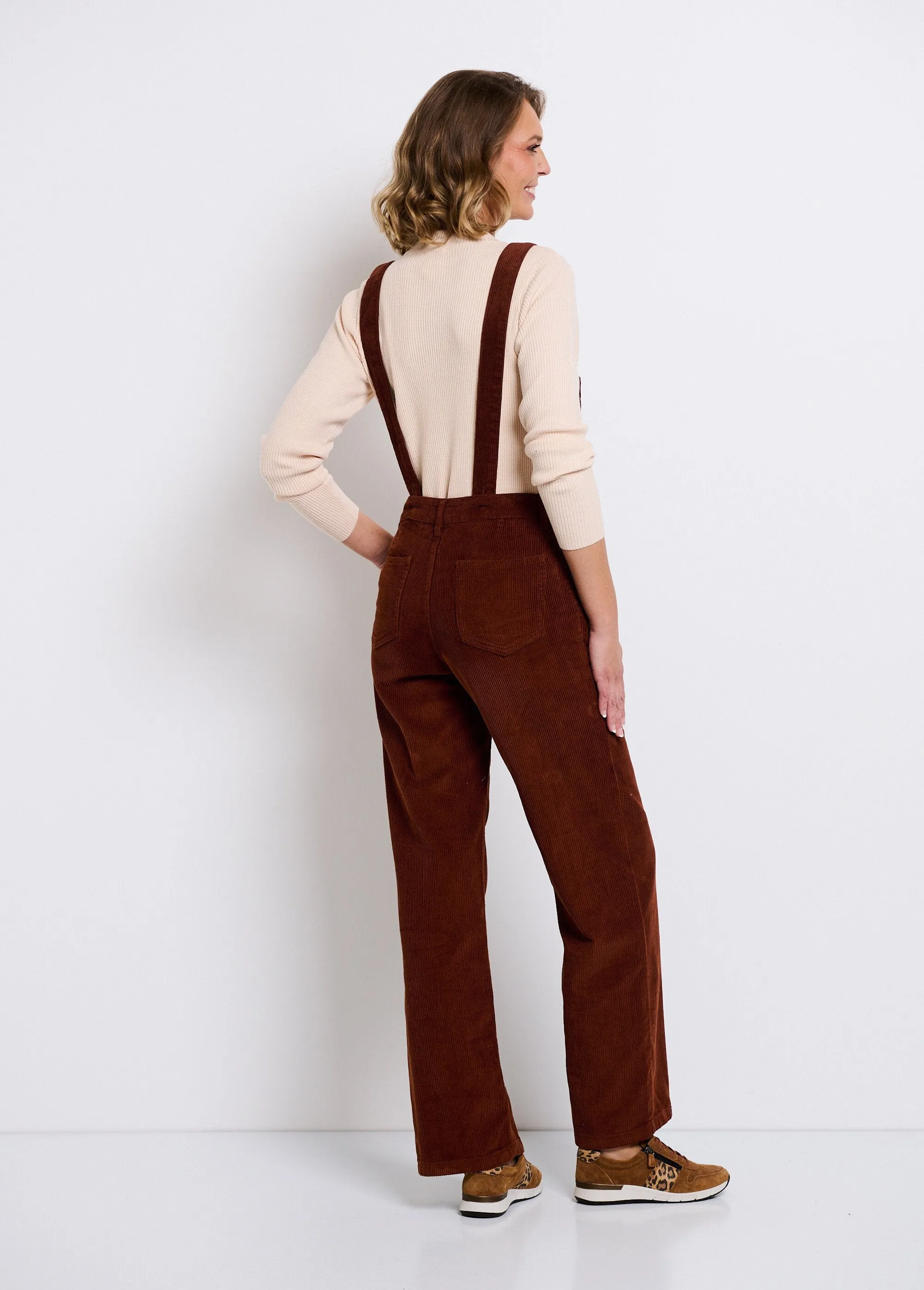 Trendy velvet overalls with large ribbing