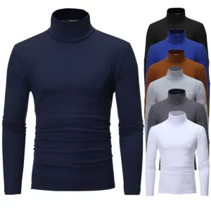 turtleneck for men slim elastic thin pullover men Spring Autumn knitting turtleneck men brand Men's high neck sweater