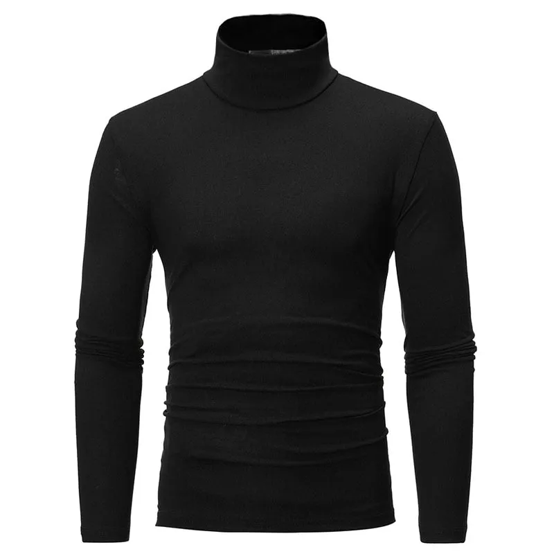 turtleneck for men slim elastic thin pullover men Spring Autumn knitting turtleneck men brand Men's high neck sweater
