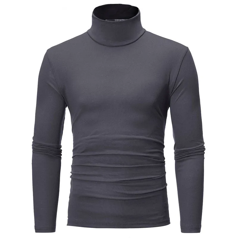 turtleneck for men slim elastic thin pullover men Spring Autumn knitting turtleneck men brand Men's high neck sweater