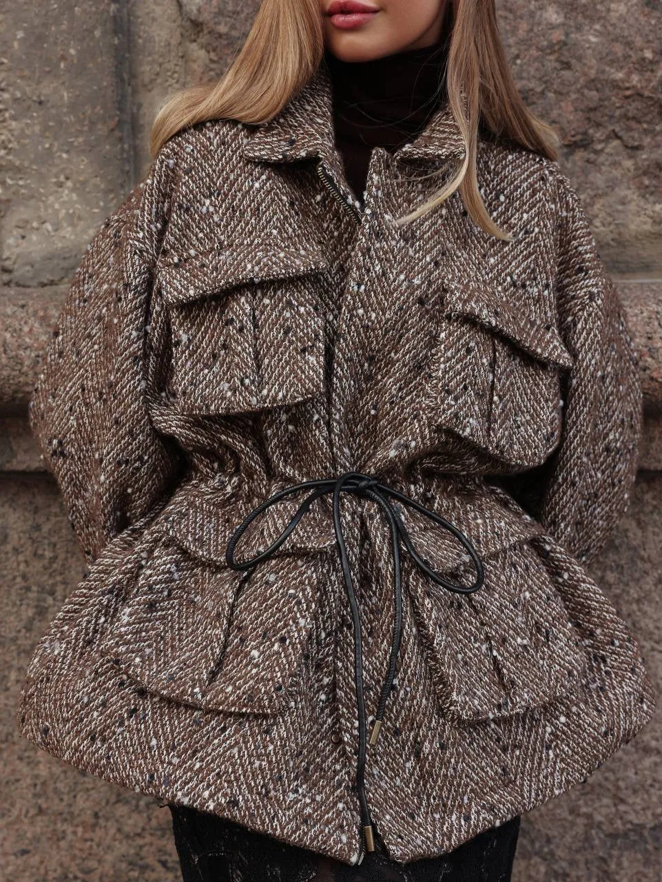 Tweed-Lace Mini Skirt