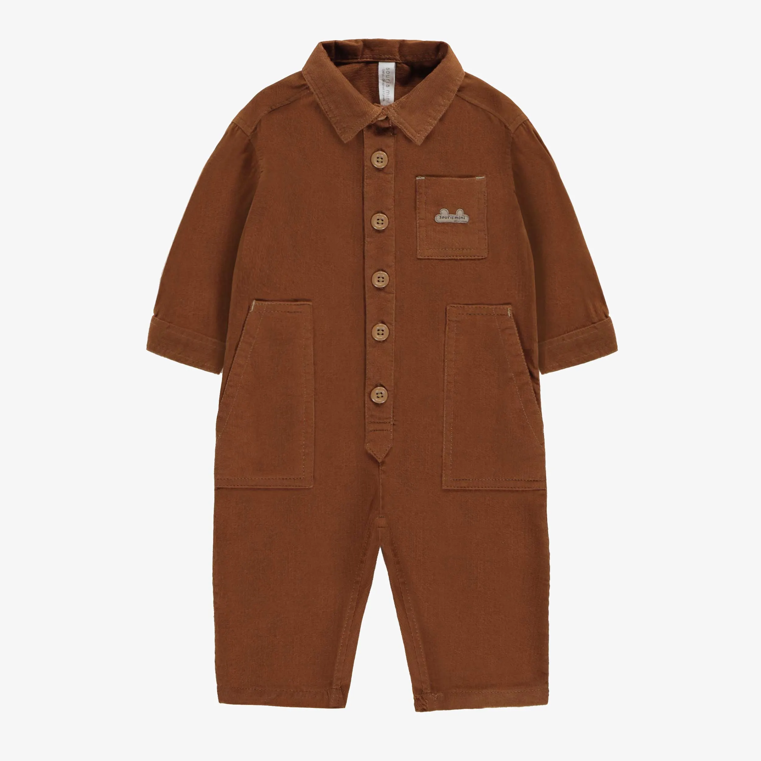 Une-pièce caramel coupe décontractée en velours côtelée, naissance || Caramel one-piece of relax fit in corduroy, newborn