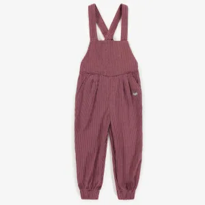 Une-pièce rose foncé en velours côtelé, enfant || Dark pink one-piece in ribbed velvet, child