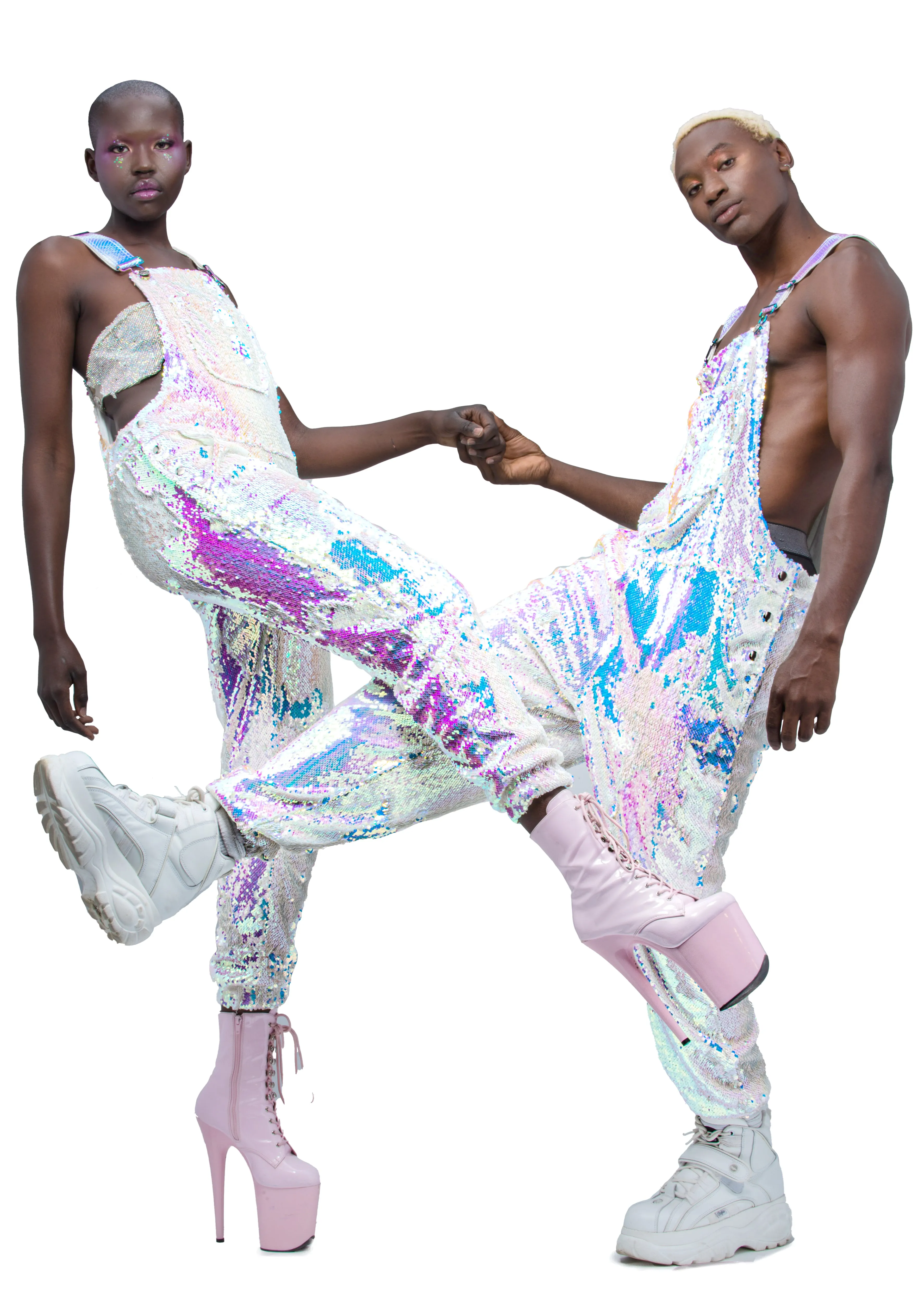 Unicorn Moonbeam Men's Jogger Sequin Overalls