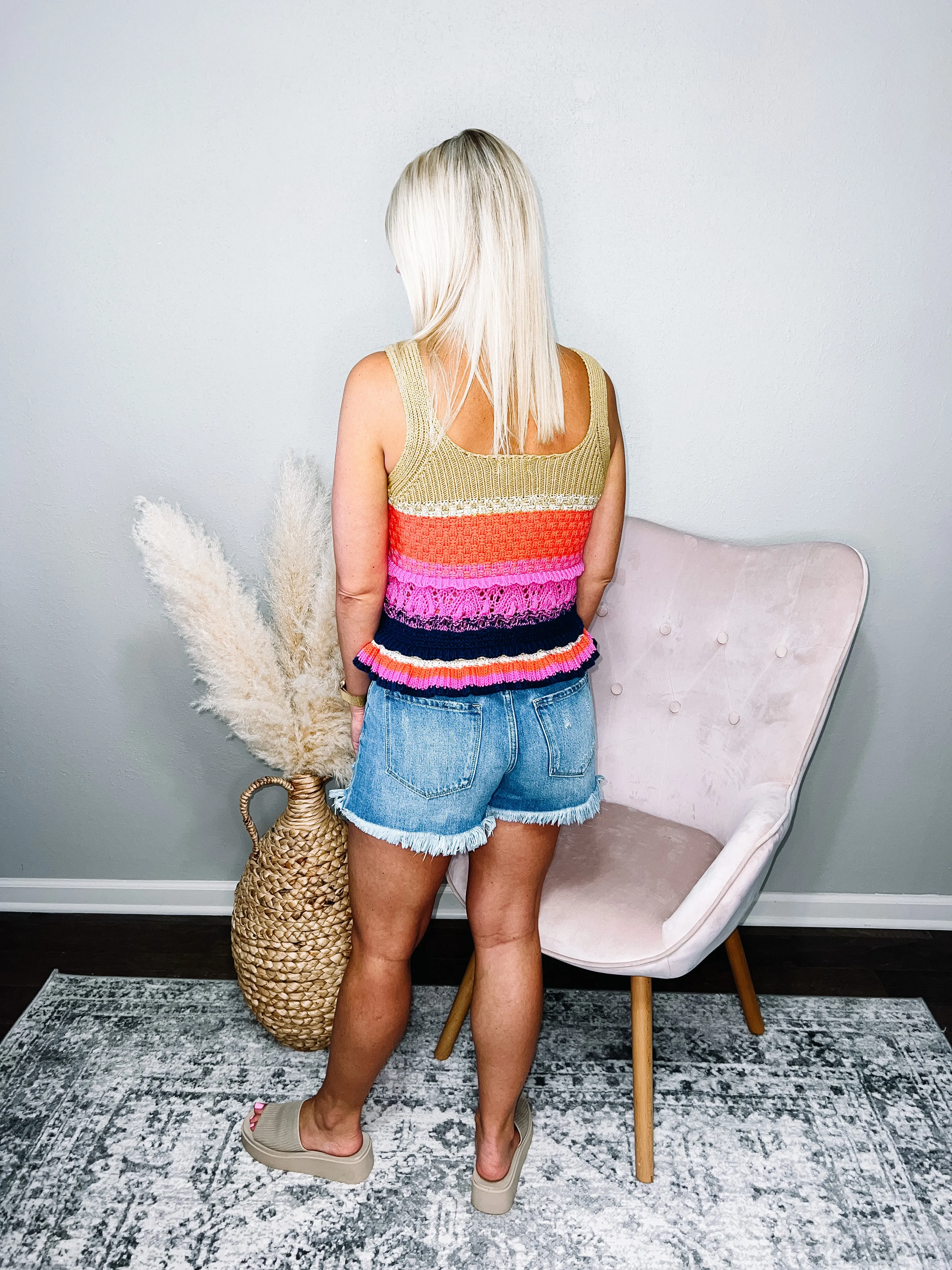 Vale- Colorful Crochet Knit Tank