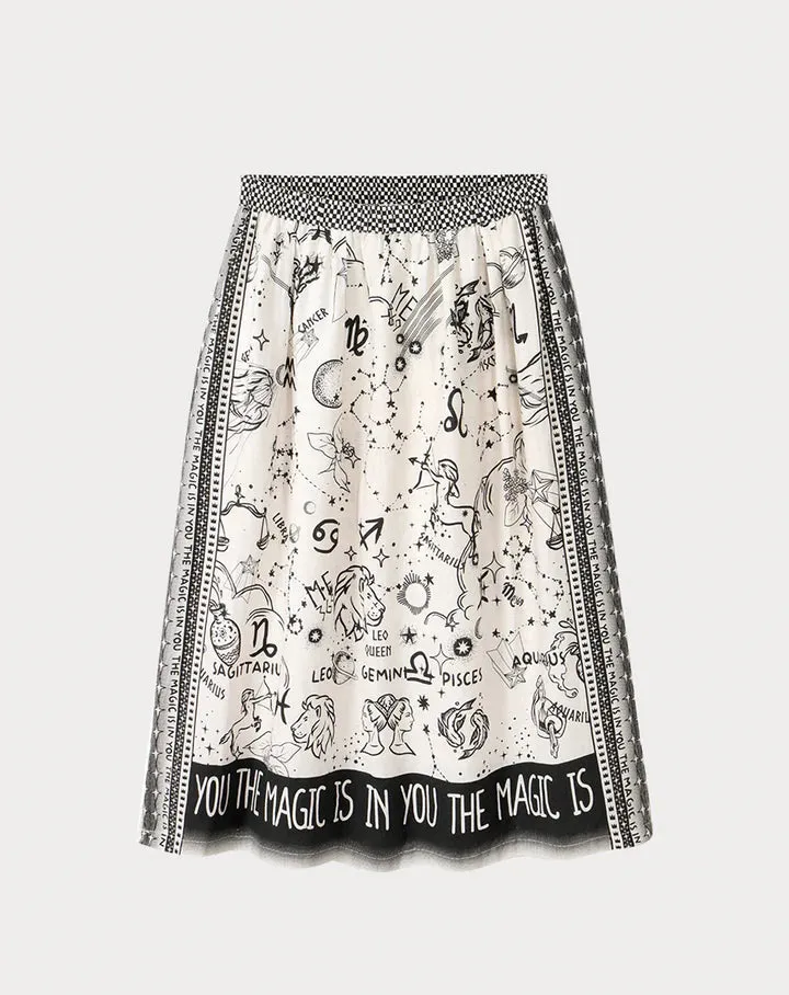 Vanessa Printed Midi Skirt - Zodiac