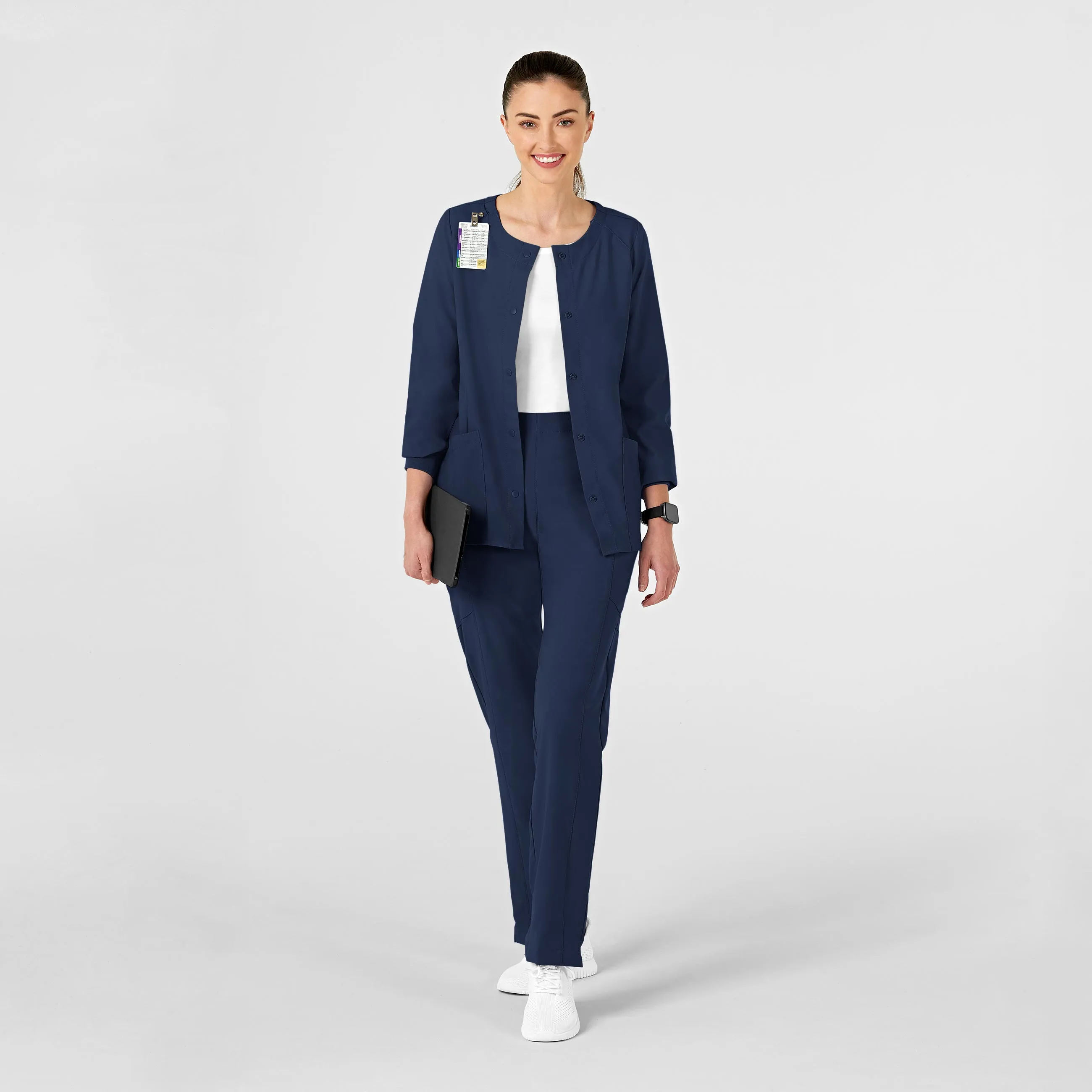 W123 8155 Crew Neck Warm Up Jacket Navy
