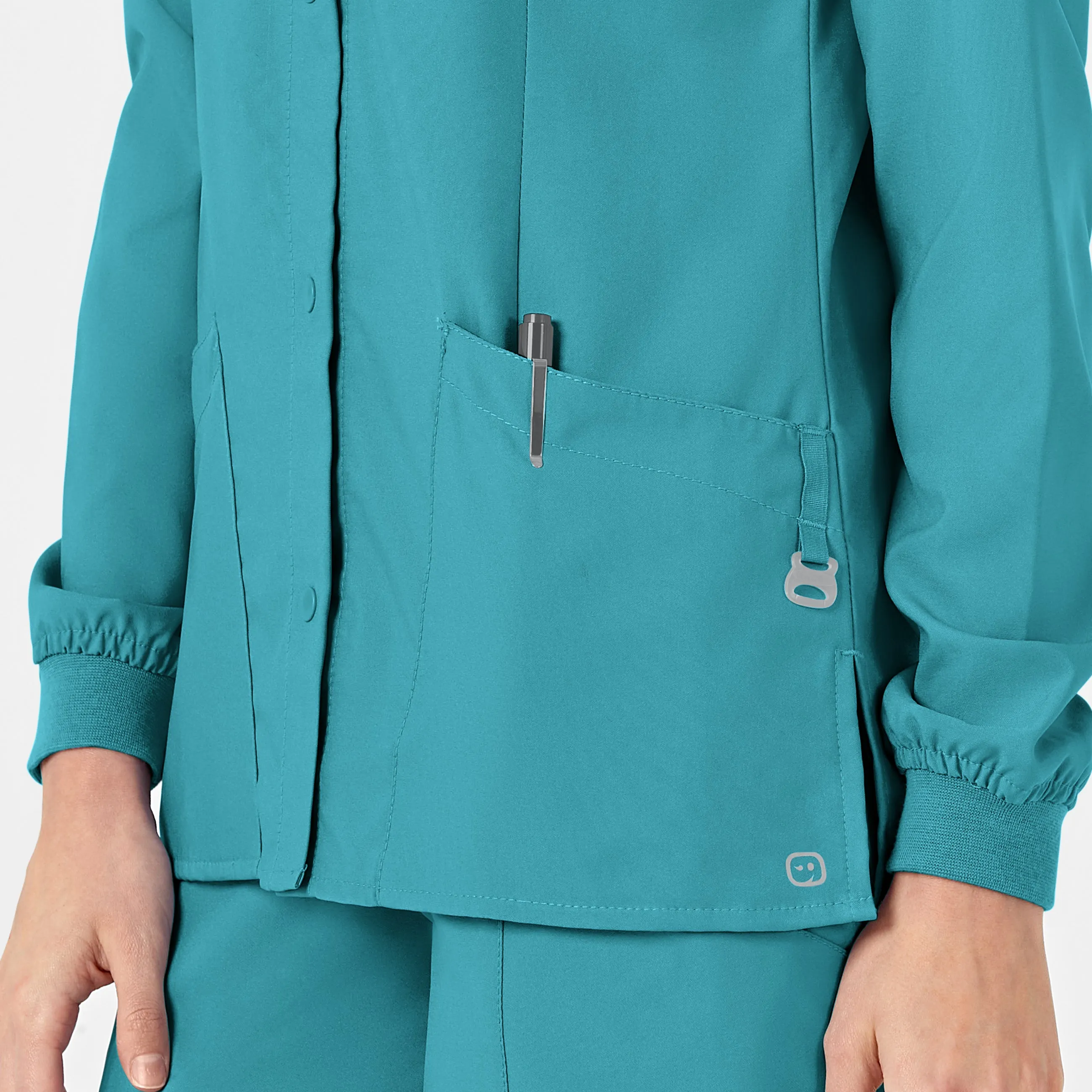 W123 8155 Crew Neck Warm Up Jacket Teal Blue