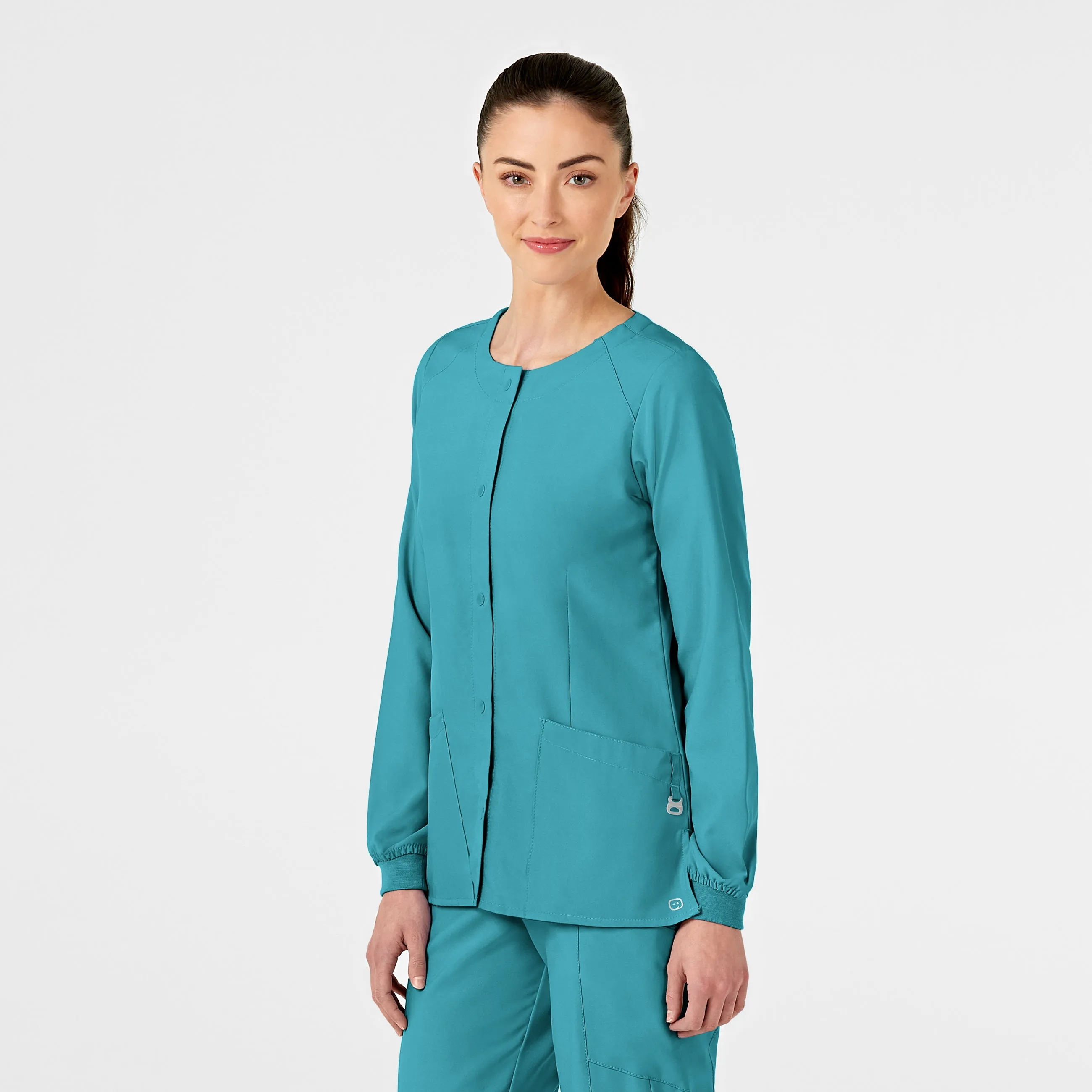 W123 8155 Crew Neck Warm Up Jacket Teal Blue