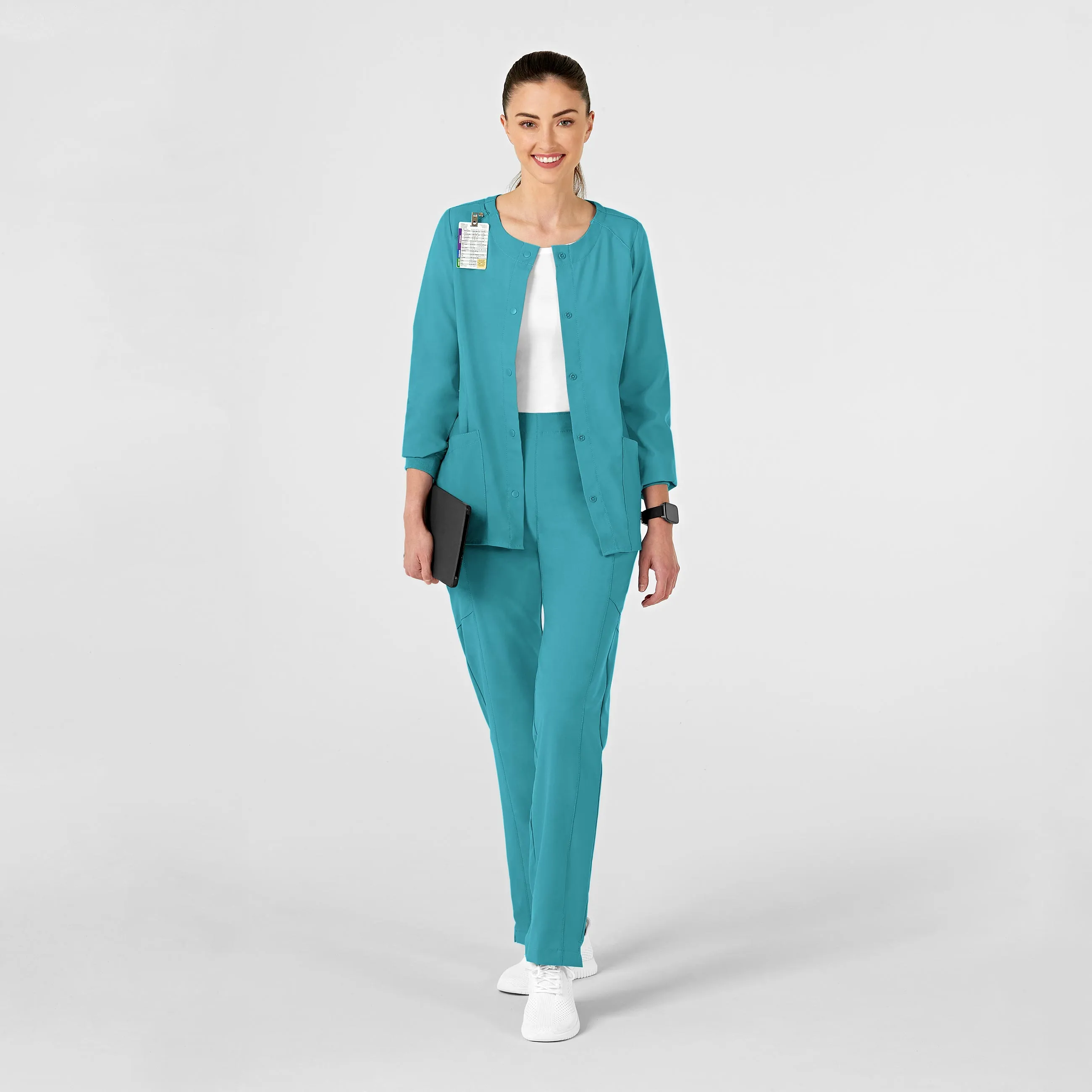 W123 8155 Crew Neck Warm Up Jacket Teal Blue