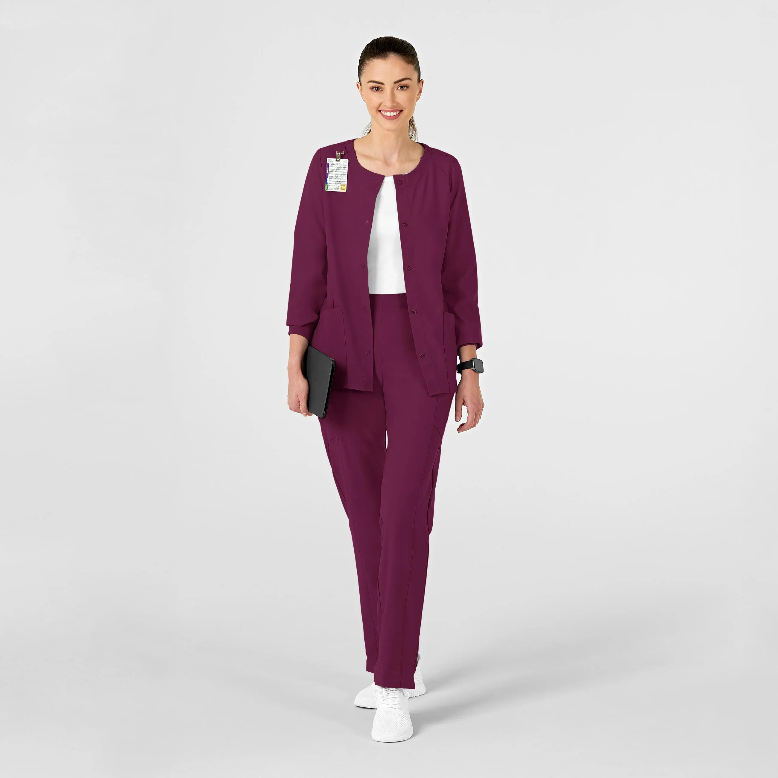 W123 8155 Crew Neck Warm Up Jacket Wine