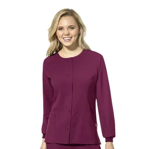 W123 8155 Crew Neck Warm Up Jacket Wine