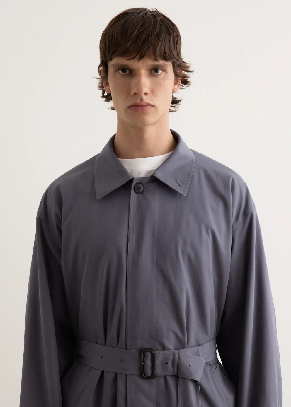 Washed Finx Gabardine Soutien Collar Coat